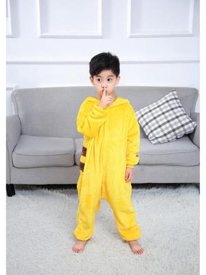 Cartoon Flannel One-Piece Kids' Pajamas for Fall and Winter