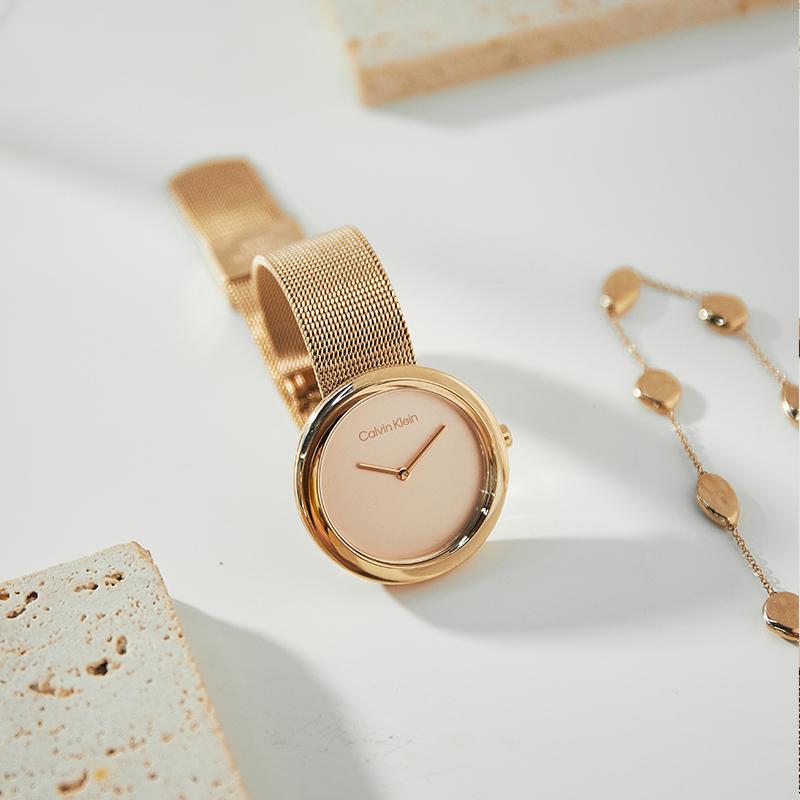 Calvin Klein Elegant Series Watch Quartz Movement Stainless Steel Bracelet Mother Of Pearl Dial Women Watches K8G23626