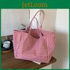 Large Canvas Tote Bag For Women Casual Fashion Office School With Checkered Pattern