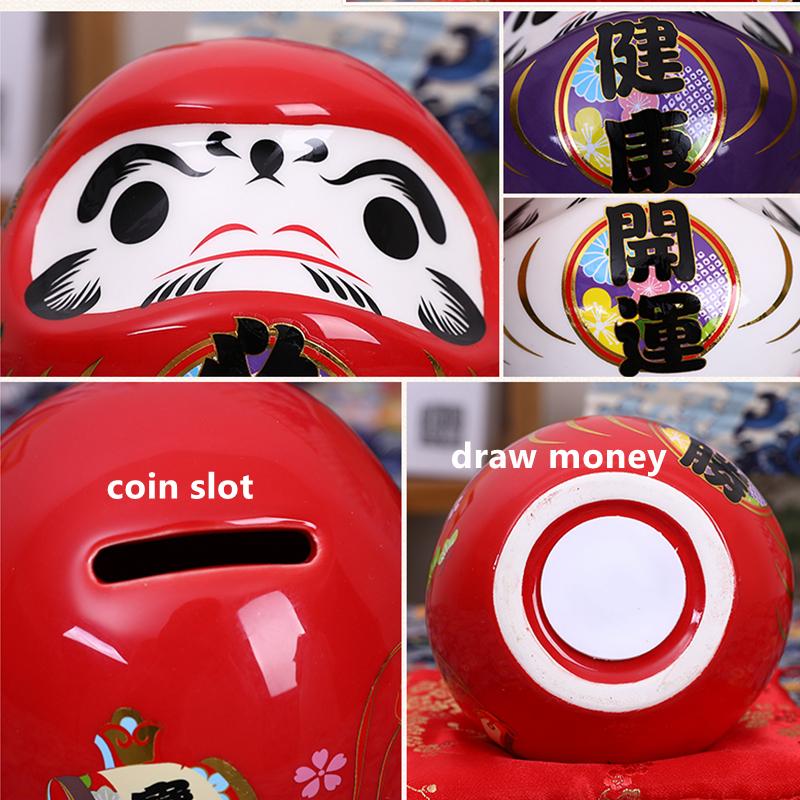 4,5 Zoll Maneki Neko Daruma Ornament Keramik Glückskatze Statue Home Dekoratives Geschenk Feng Shui Sparschwein