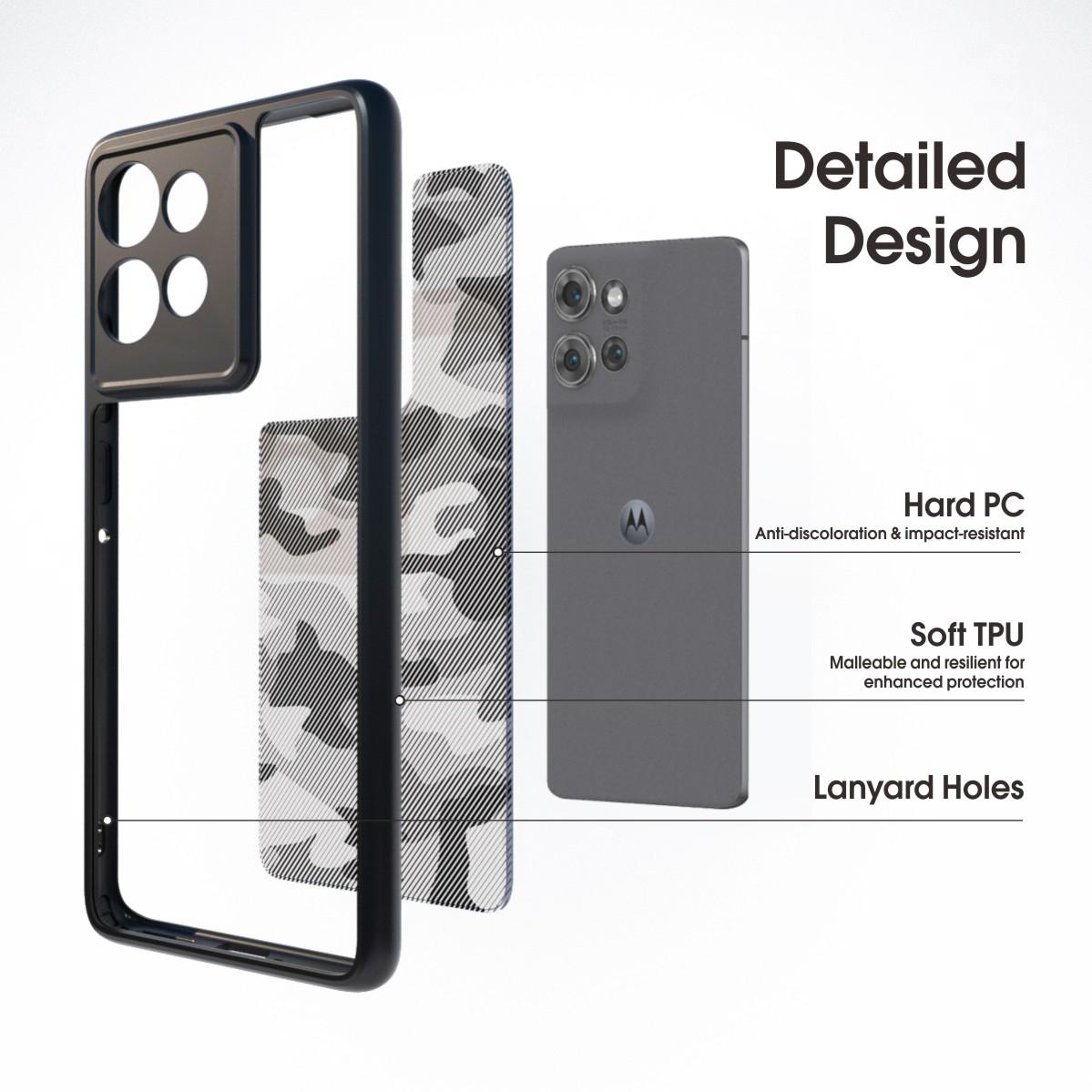 

IBMRS For Motorola Edge 50 5G Case TPU+PC Heavy Duty Shockproof Phone Cover Camera Protection Matte Black