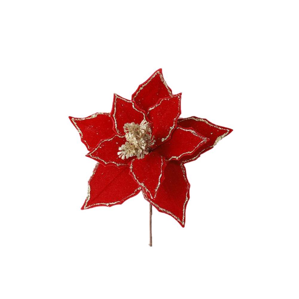Long-lasting Artificial Xmas Flower Vibrant Colors Festive Glitter Flower  Party