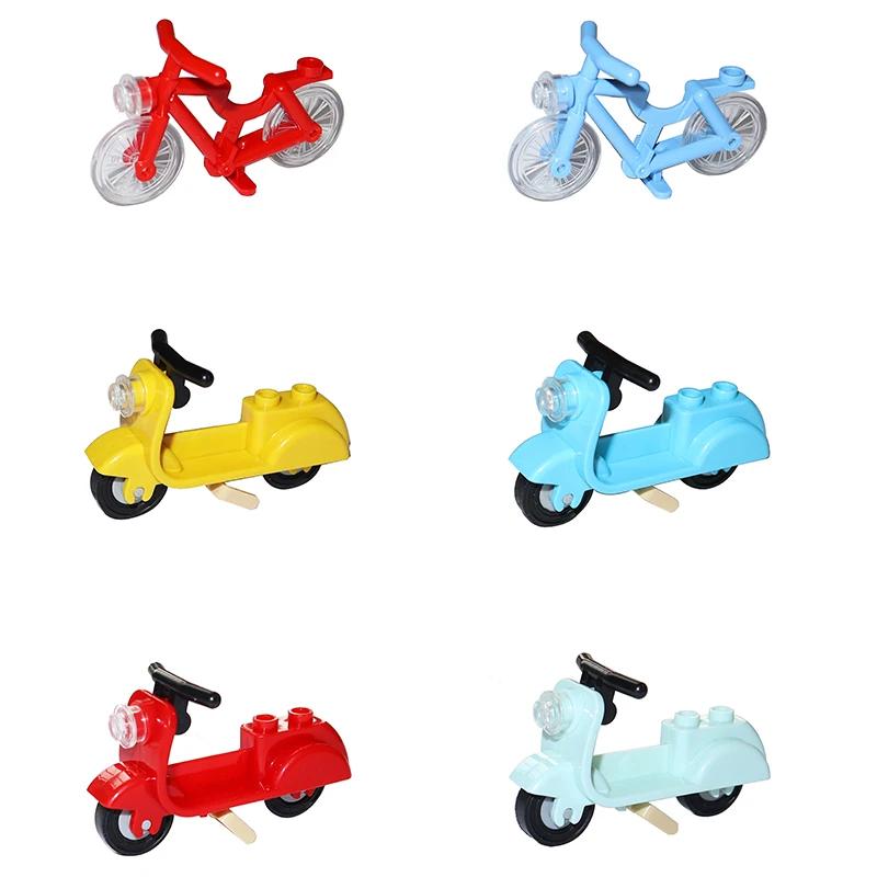 Non-Toxic Building Block Moc Bricks Chrome Bike Bicycle Scooter Model Little Sheep Motorcycle City Traffic Bicycle Motor Vehicle Car