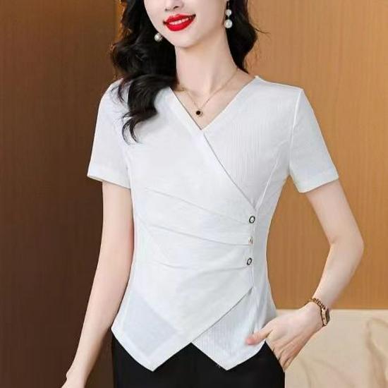Chic Irregular Slimming Short-Sleeved Summer Top for Women
