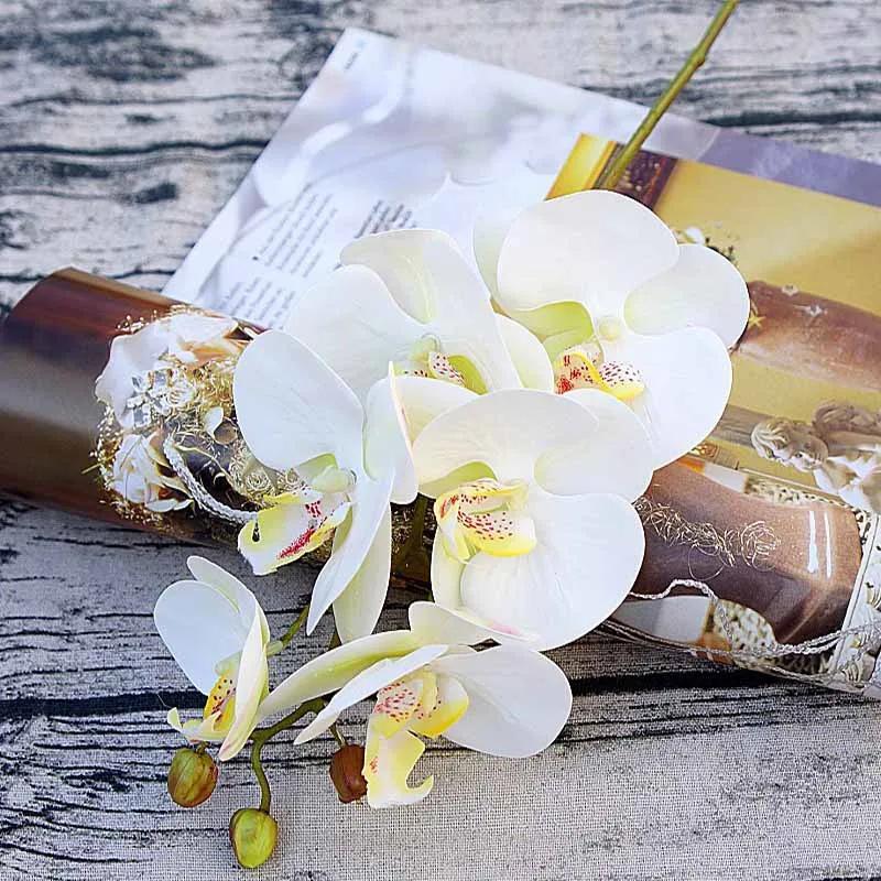 Orhidee fluture mic 3D 6 capete/pachet de flori false draperii de casa perete decorare nunta craciun bricolaj Phalaenopsis artificial