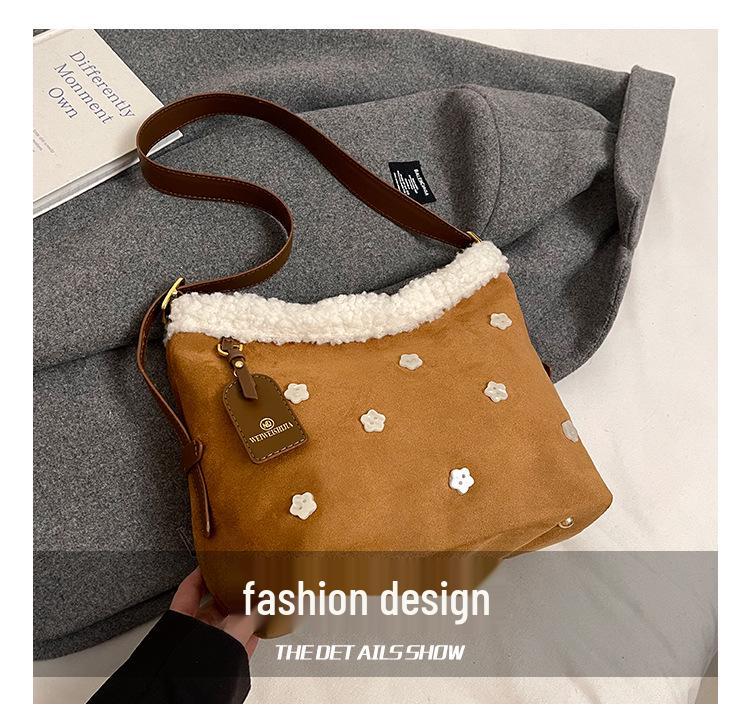 Damen Plüsch Tragetasche - Herbst/Winter Kollektion 2025, Große Kapazität, Lässiger Achselhöhlen-Stil