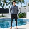 Mens UV Protection Rash Guard Set Long Sleeve Hooded Top Pants Snorkeling Surfing Swimming