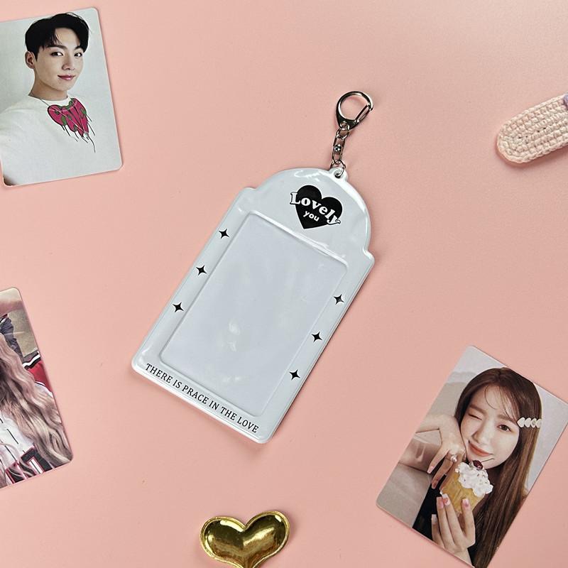 3 Inch Kawaii Photocard Holder Kpop Idol Photo Card Holder Photo Cute Bus Card ID Holder Idol Photocard Pendant Keychain