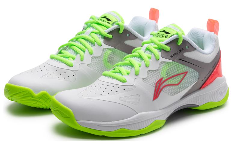 Li Ning Gladiator Cushioning, Wear Resistant Low top Badminton Shoes Unisex Fluorescent Flame Red AYZT011-2