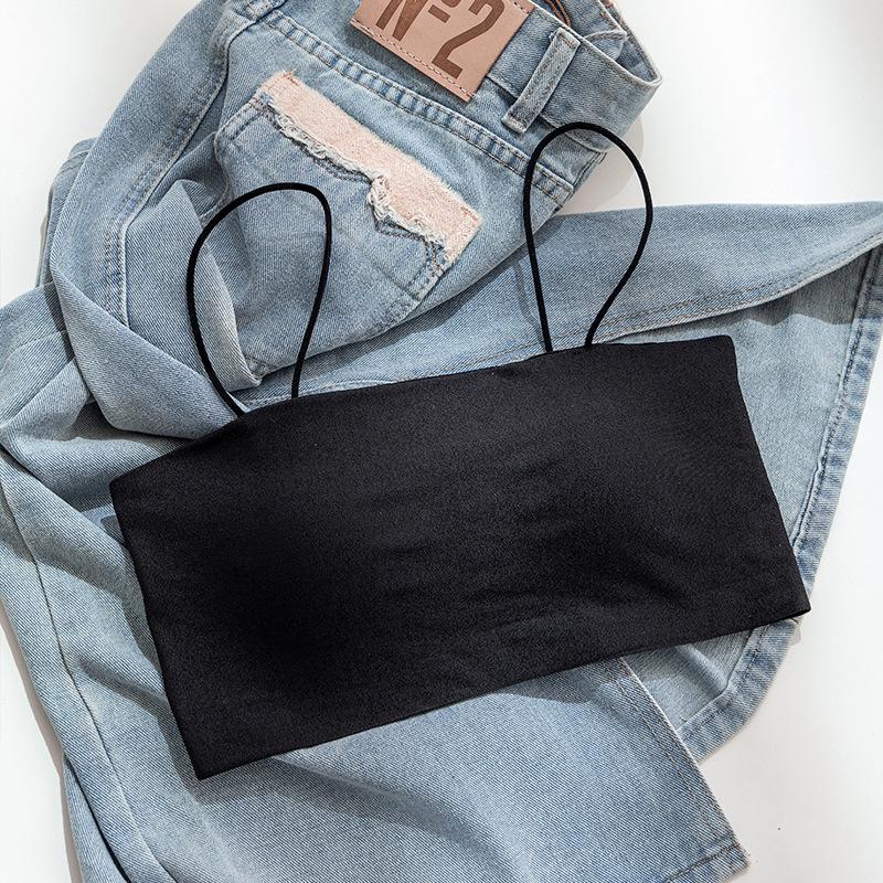 

Бюстгальтер-бандо на тонких бретельках с интегрированной накладкой на груди - стильное бесшовное нижнее белье для женщин Large