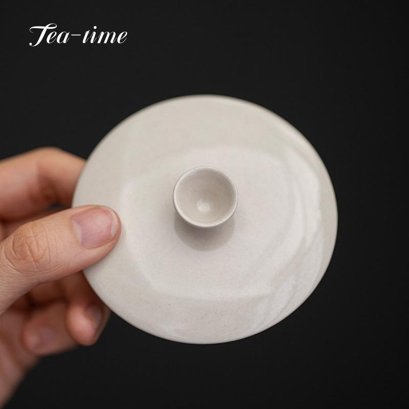 Pure Hand Gaiwan Ceramic Tea Tureen 150ml Grass Ash Covered Bowl Gaiwan Porcelain Cup Two Talents Bowl With Lid Kungfu Tea Set