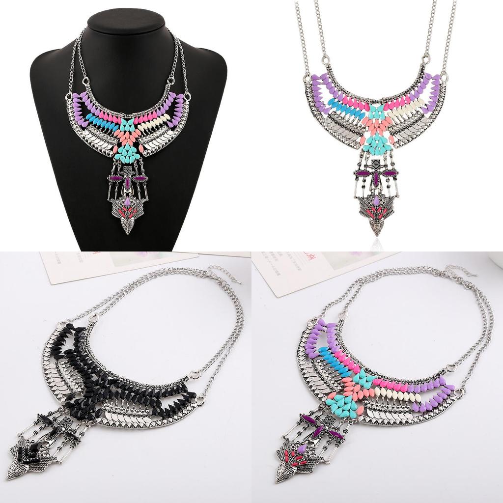Bohemian Geometric Retro Necklace With Alloy Finish For Unisex Travel Gift