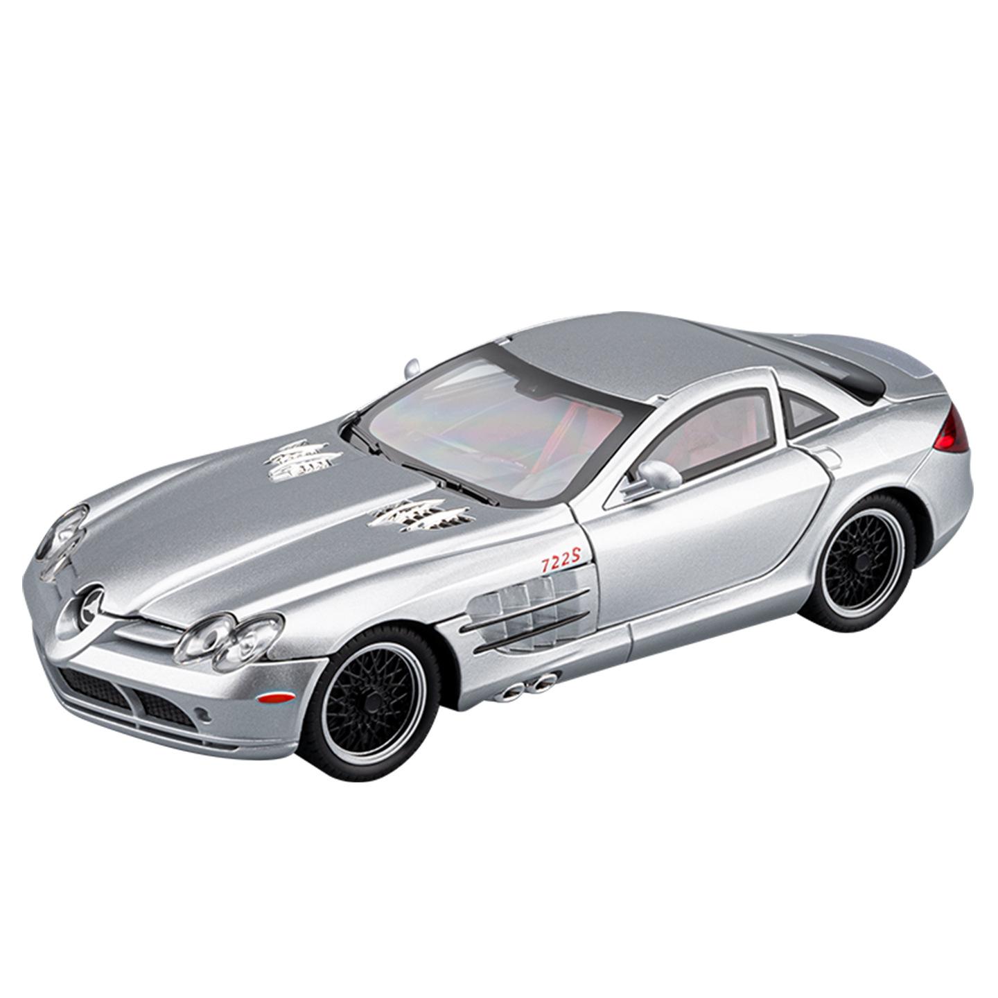 

1/24 Benz SLR McLaren 722 S Roadster Speedster Supercar Alloy Metal Diecast Model Car Sound & Light Pull Back Children Toys Car срібний