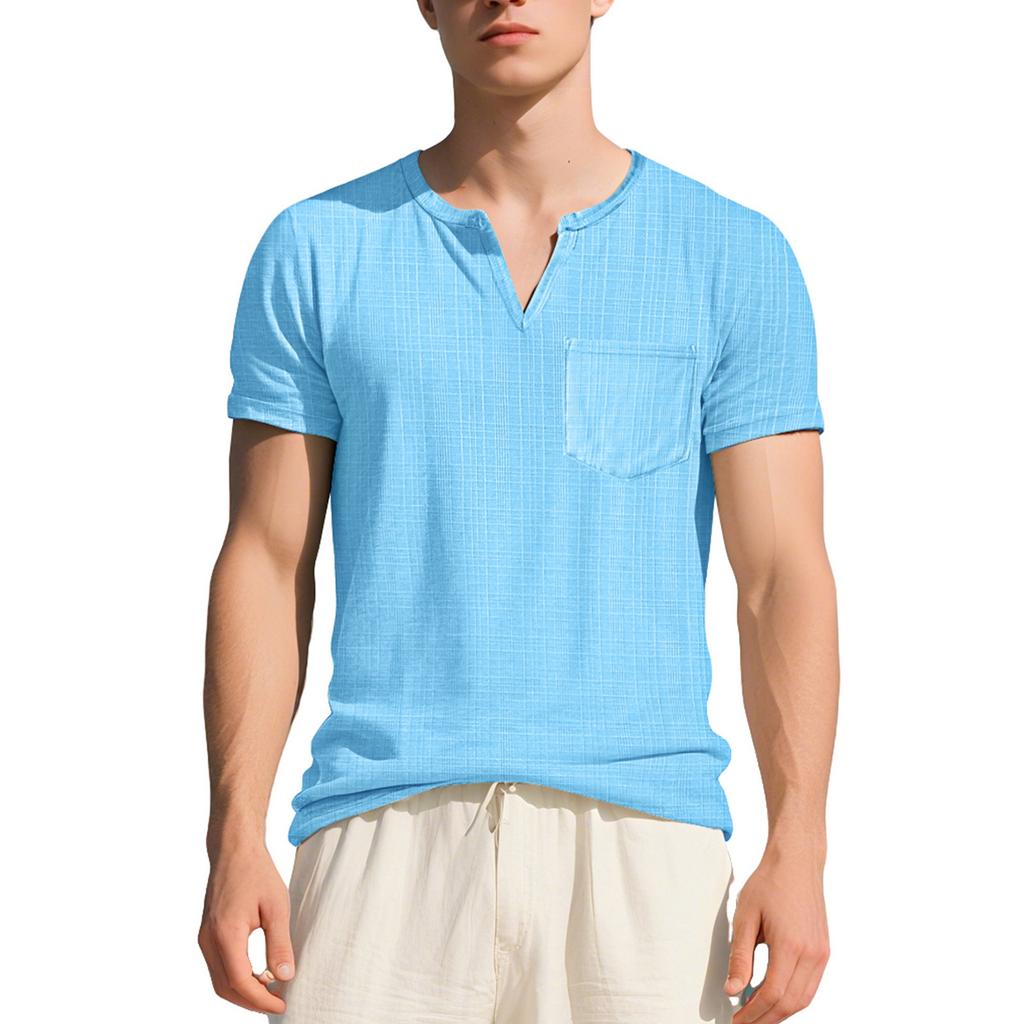 Men's Imitation Leather Collar Breathable And Fitted Oversized Short Sleeve