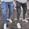 RogueWave Stretch Men's Jeans Fashion Knee Ripped Zipper Skinny Trousers Denim Pants High Waist Side Pockets