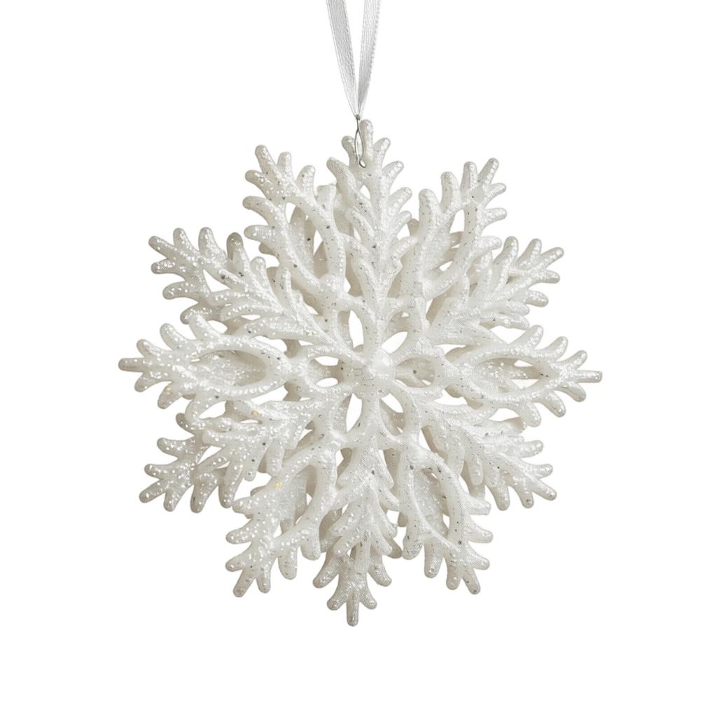 Christmas Tree Ornaments with Gold Glitter Snowflake, 3D Hollow Plastic Double-Sided Christmas Decorations for Holiday Display