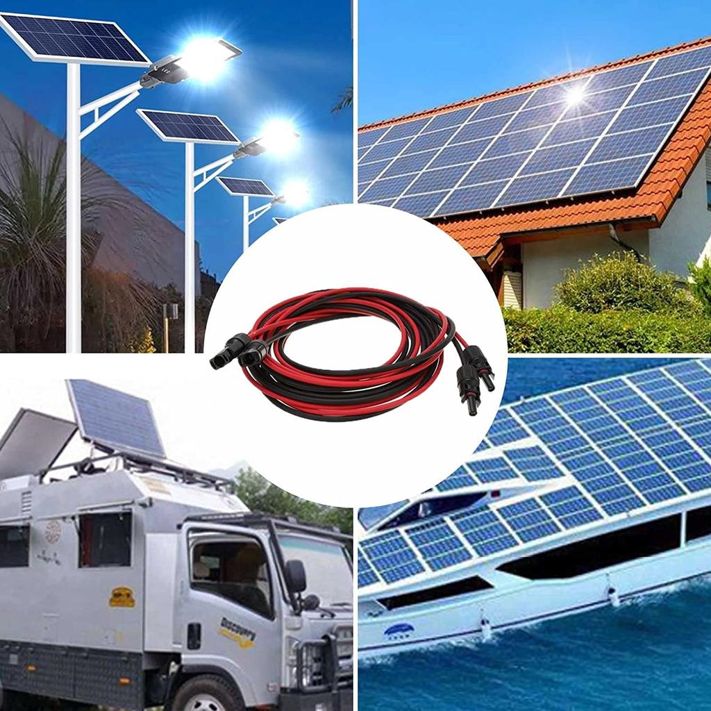 12 AWG-4mm2 Solar Panel Extension Cable Copper Wire Black and Red with Solar Connector Solar PV Cable