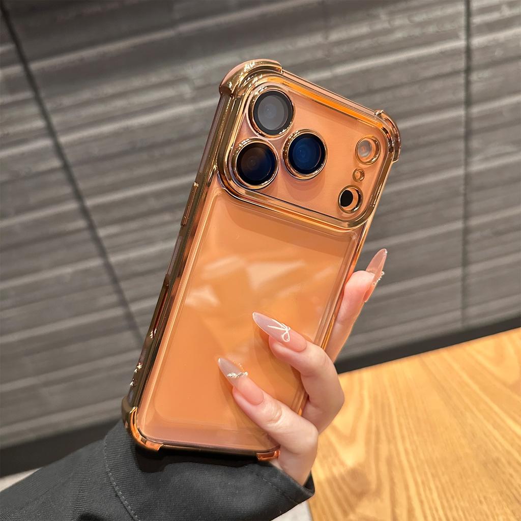 Luxury Electroplate Transparent Phone Case For iPhone 11 12 13 14 15 16 Pro Max Plus Clear Bumper Shockproof Protection Cover