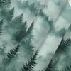 Misty Green Forest Shower Curtain – Foggy Pine Trees & Mountain View, Rustic Nature Bathroom Decor 12Pcs Hooks