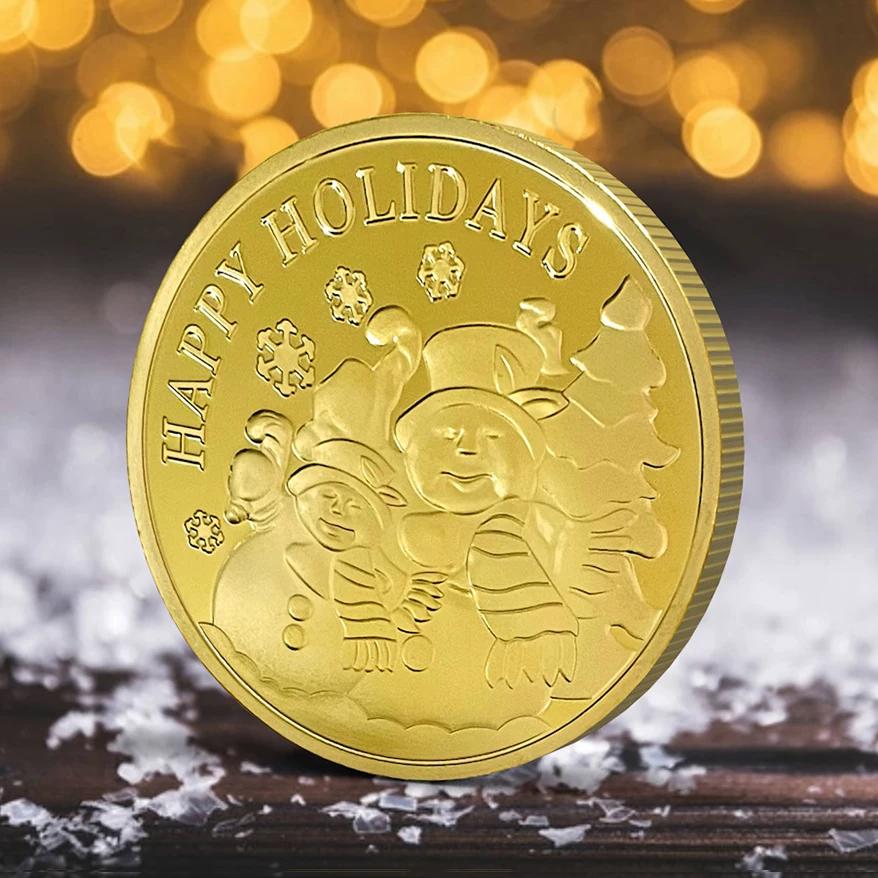 Christmas Snowman Colored Coin Elizabeth Commemorative Medal Silver Coin Christmas Eve Small Gift Tooth Fairy Colored Silver Coin