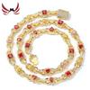 Trendy TYHL 18K Gold Plated Copper Alloy Link Chain Necklace Hip Hop Style Colored Gemstone Zircon Cuban Chain Unisex Party