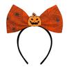 Halloween Bow Headbands, Flexible Non-Slip Hairband with Pumpkin Bat Skeleton Spider Design, Lightweight Headband for Kids Adults Party Cosplay