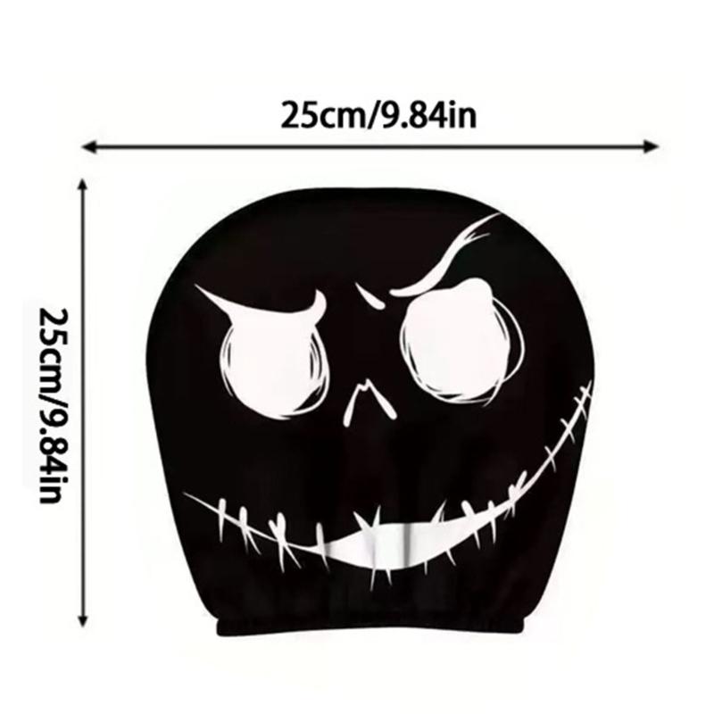 Halloween Ghostly Design Car Headrest Covers Soft Fabric Protectors For Car Interior Accessories Machine Washable 1 Pair