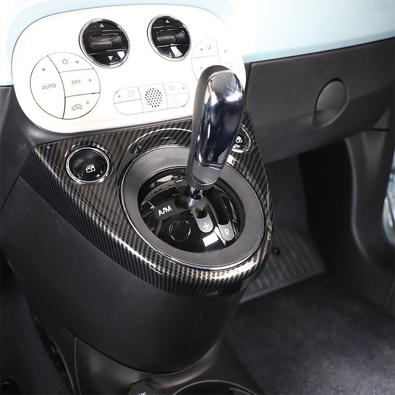 For Fiat 500 2010-2026 ABS Carbon Fiber Car Center Console Gear Shift Panel Steering Wheel Decorative Frame Sticker Accessories