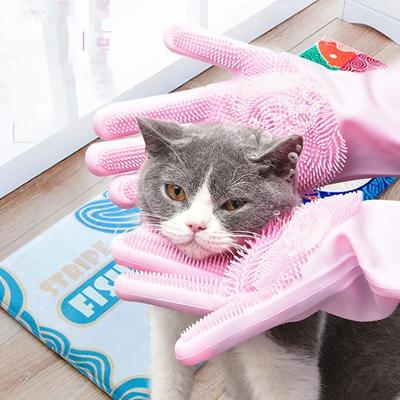 Pet Bath Gloves, Cat and Dog Gloves, Scratch-proof Pet Cleaning Gloves, Massage Durable Silicone Gloves Cleaning Brush