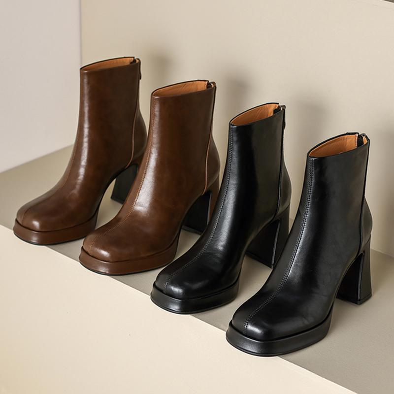 Nattklubb Plattform Tjock Klack Dam Ankelstövlar Fyrkantig Tå Smala Korta Stövletter Party Strippa Damskor