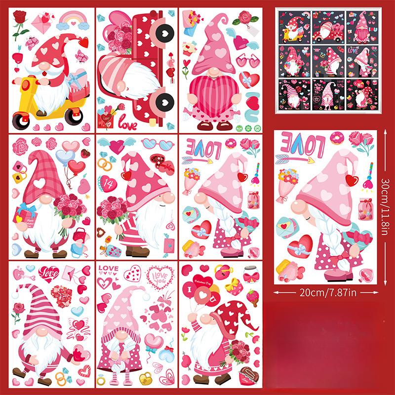 Valentine's Day Insulation Electrostatic Window Sticker Goblin Dwarf Dwarf Showcase Doors and Windows Glass