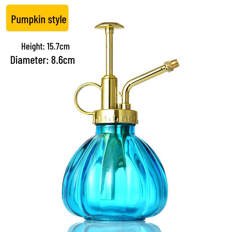 Creative Hand-Pressure Glass Watering Sprayer with Colored Transparent Pumpkin Design