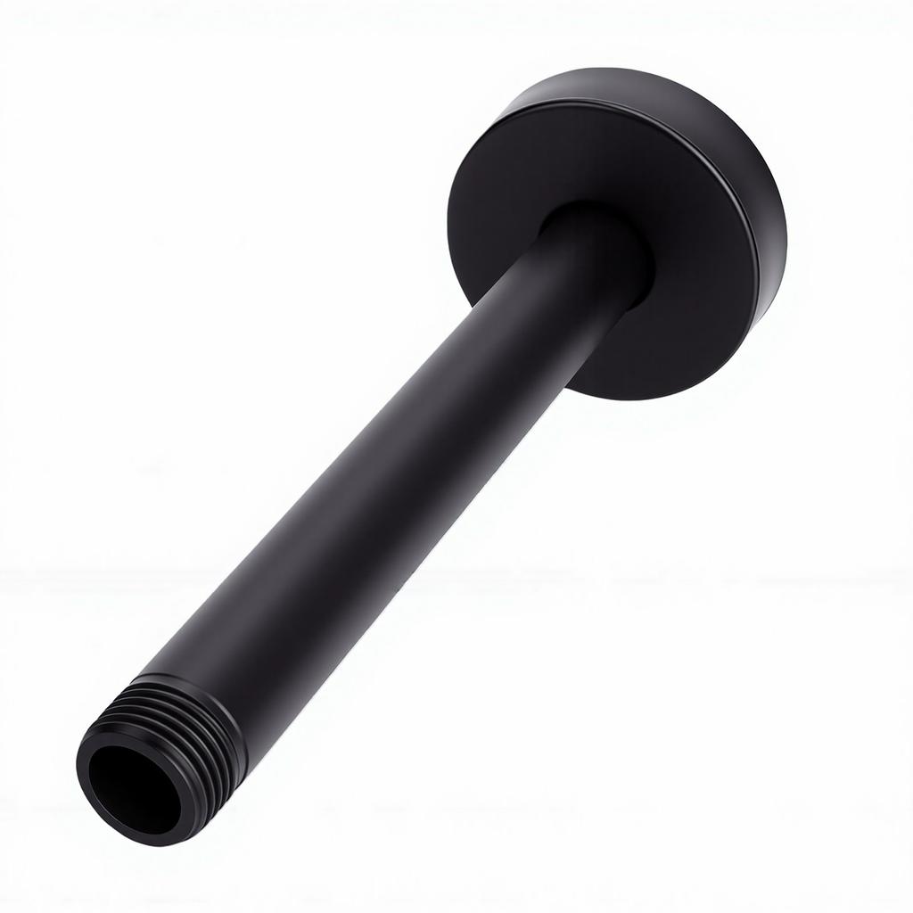 Braccio Doccia con Piastra di Fissaggio a Soffitto Sostituzione Soffione Doccia a Pioggia Braccio Dritto Montato a Soffitto Nero 6 Pollici