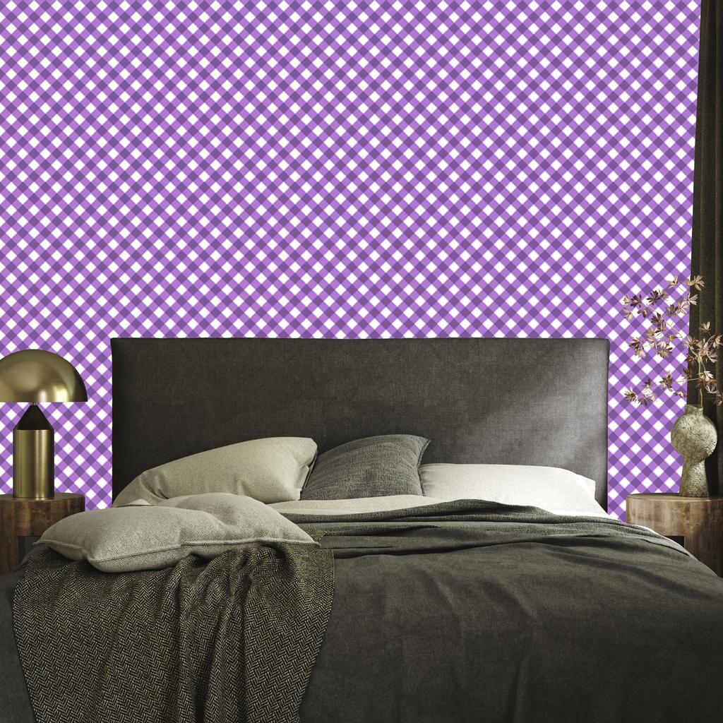 Purple Checkered Wallpaper for Living Room and Bedroom 50x1000