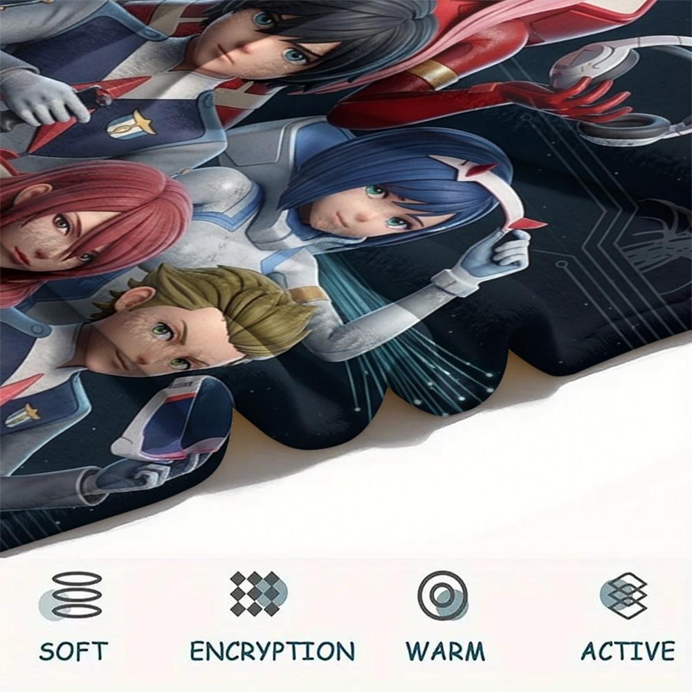1PC Franxx Patterned Flannel Blanket Suitable For All Seasons For Home Decor Warmth And Comfort Gifts Holiday Present