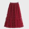 2023 Autumn/Winter A-Line Long Mesh Cake Skirt