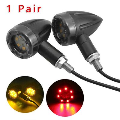 Universal 2Pcs 12V Motorcycle LED Bullet Brake Running Turn Signal Tail Light For Bobber Cafe Rear Fog Warning Lamp