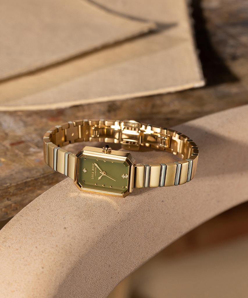 Lollalojeu Ms Lola Green Onyx Square Women'S Metal Watch