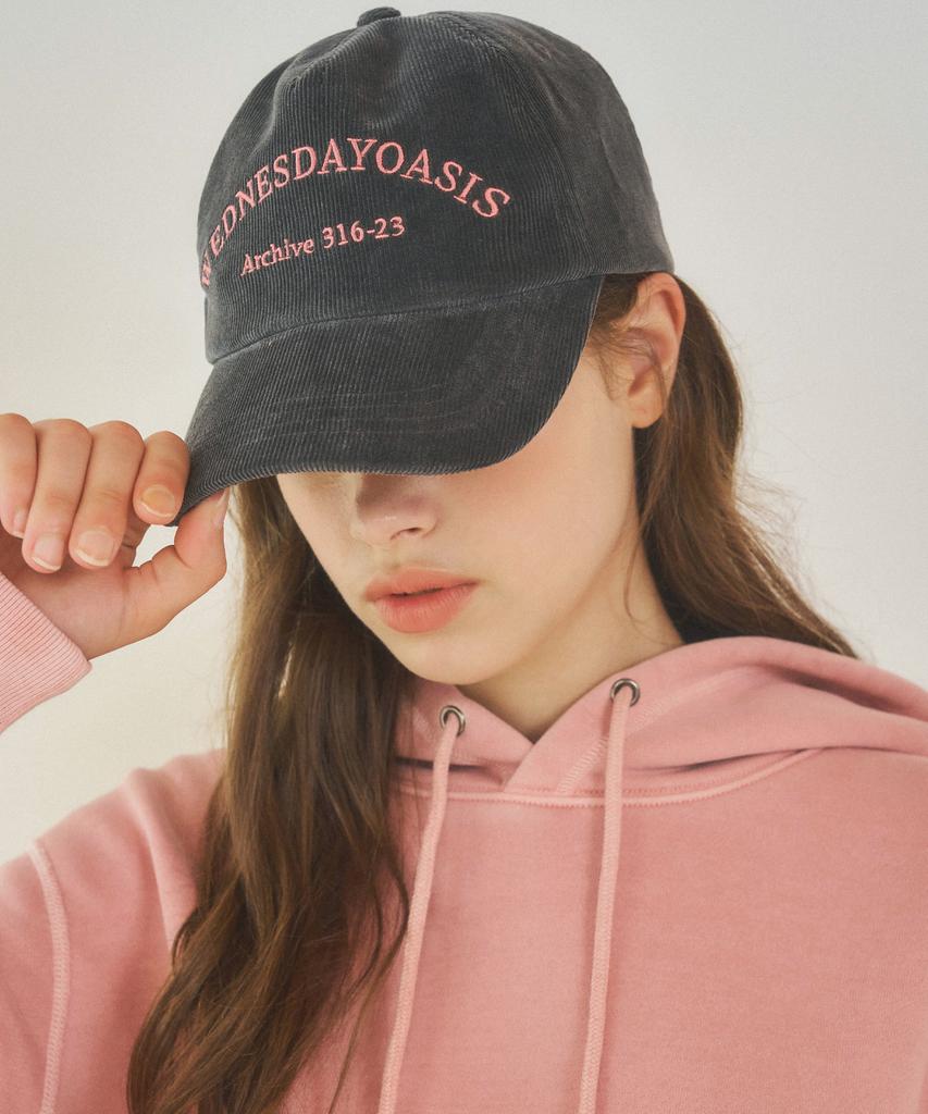 Wednesday Oasis For Woman Signature Lettering Corduroy Ball Cap (5 Colors)