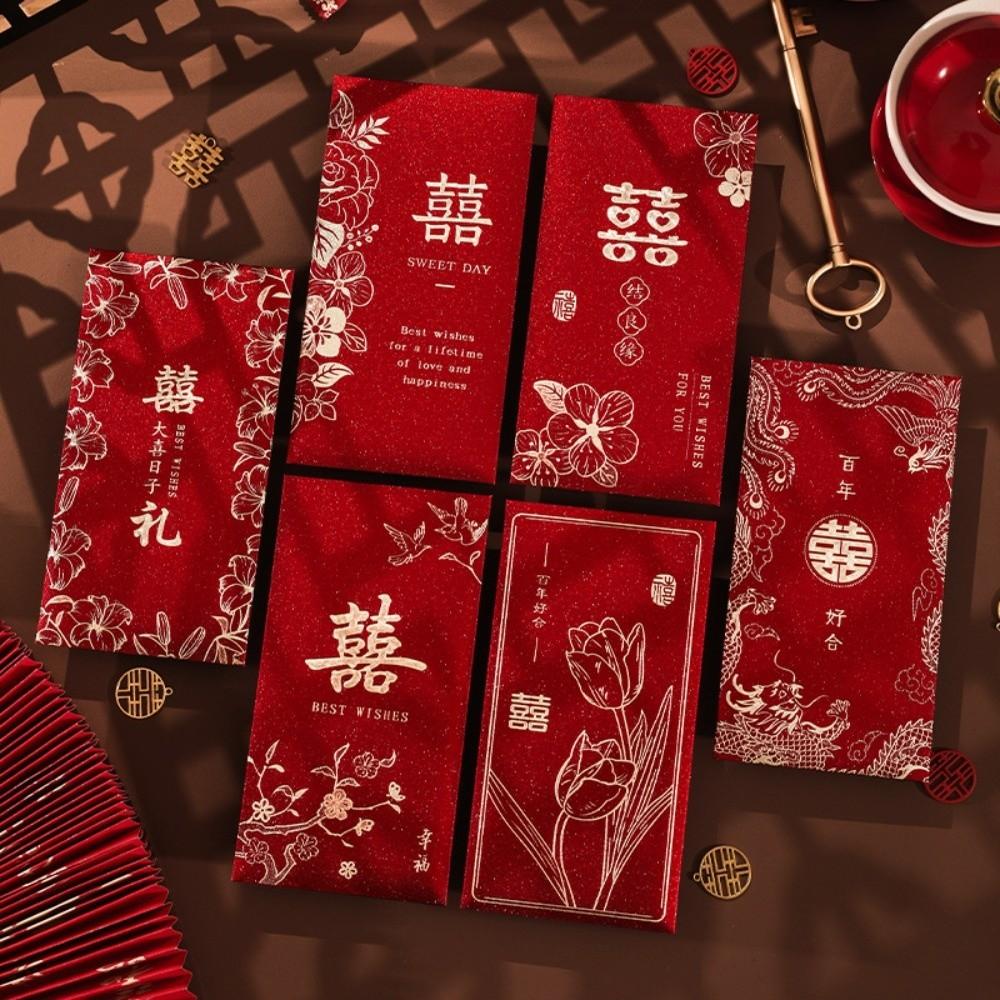 Chinese Horse Year New Year Red Envelope Hard Paper Hot Gold Chinese Money Envelopes Thickened 6Pcs Mixed Lucky Red Bag Children
