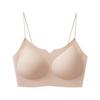 Black Seamless Invisible Camisole Bra with Thin Double Straps and Removable Pads