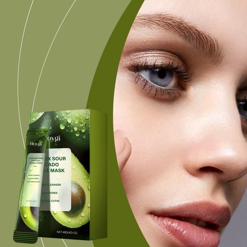 4G*12 Avocado Cleansing Bubble Mask Moisturizing and Hydrating Gentle Non-tightening Cleansing Mask Suitable for All Skin Types