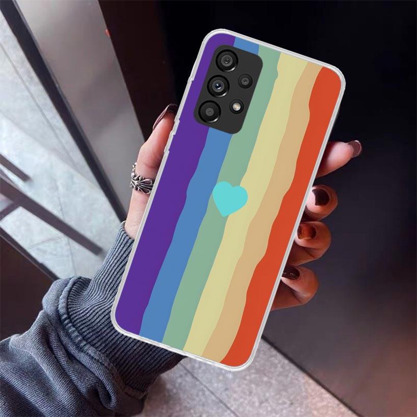 Rainbow Gradient Love Phone Case For Samsung Galaxy A17 A57 A37 A16 A26 A36 A56 A15 A25 A35 A55 A14 A13 A54 A53 A34 A24 A33 A23