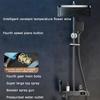 Brass 4 in 1 Square Key Button Switch Design Hot and Cold Shower Head Set with Mixer Faucet Digital Display Shower Set