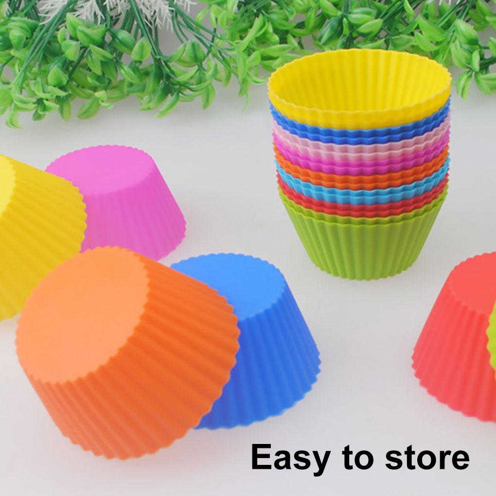 10X Reusable Silicone Round Cake Cup Muffin Chocolate Cupcake Mold Baking Mould