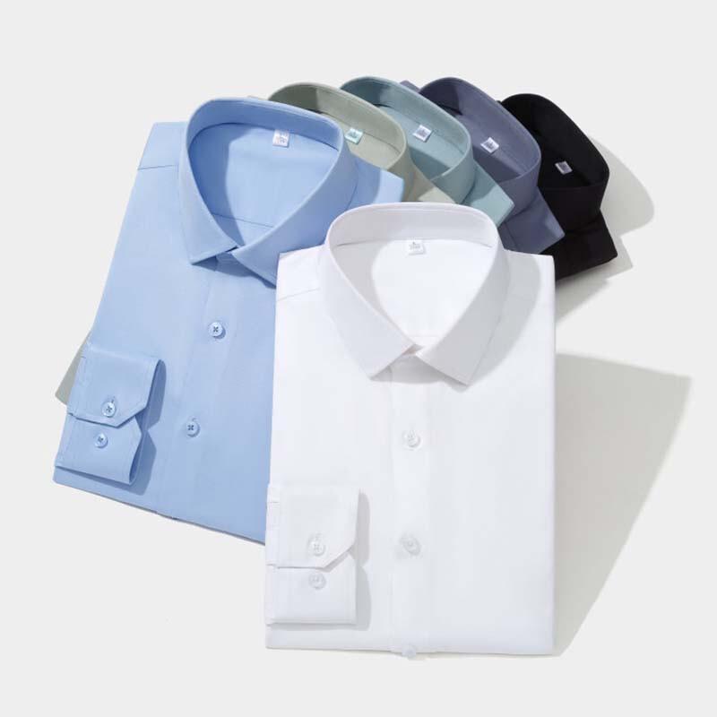 Hengyuanxiang Men's Silk Blend Long Sleeve Business Shirt