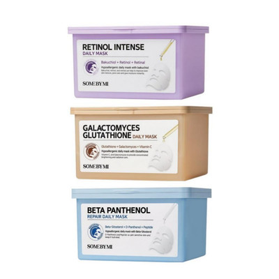 Tägliche Maske 3 Typen (30 Blatt) / Retinol Intense, Galactomyces Glutathion, Beta-Panthenol