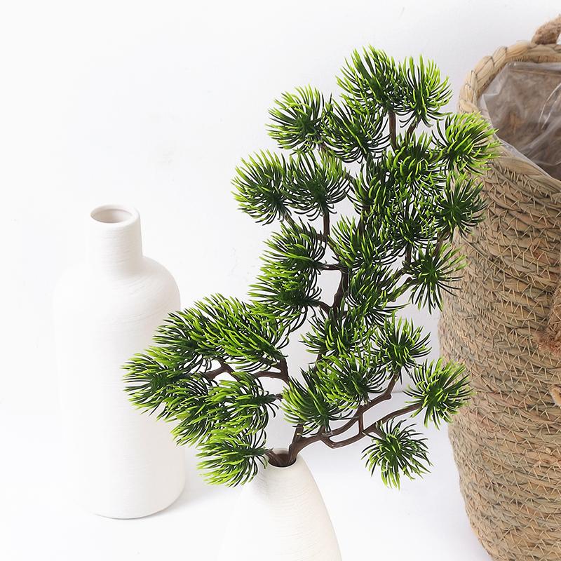 1Pc Green Artificial Pine Plant 34CM Fake Plant for Home Room Indoor Decor Garden Decoration Outdoor DIY Vase Ornament Accessory
