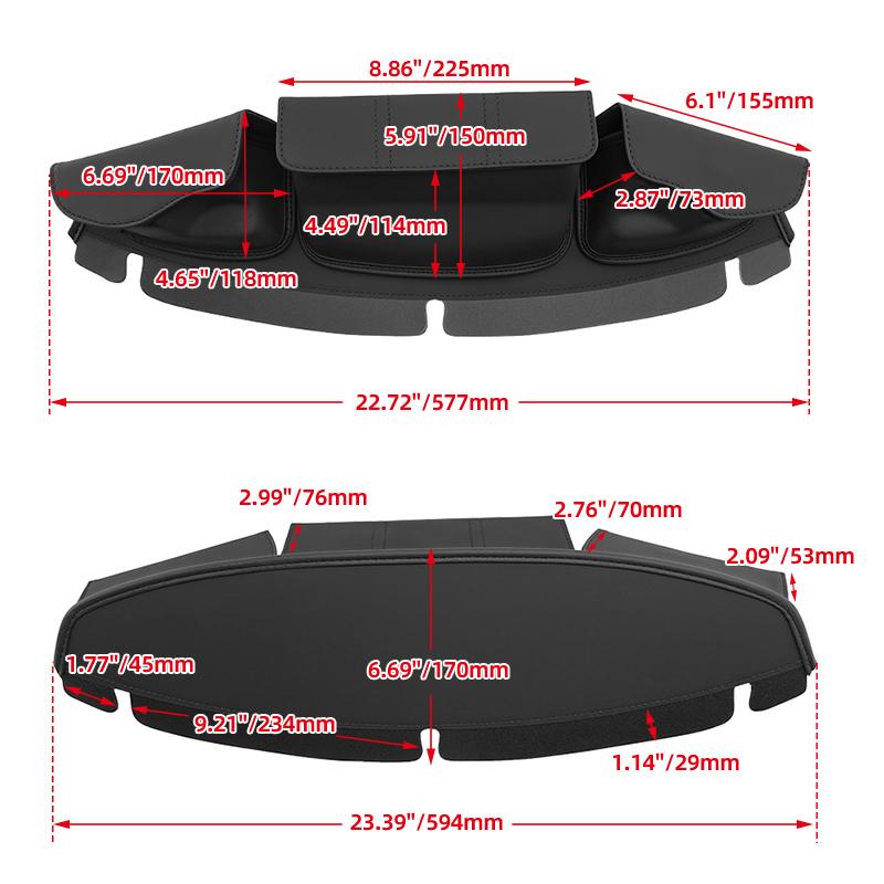 Motorcycle Bag 3-Pocket Windshield Batwing Fairing Pouch For Harley Touring Electra Street Tri Glide FLHX FLHTP FLHTCU 2014-UP