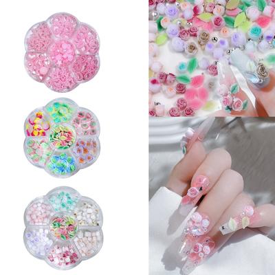 3D-Blumen-Nagelkunst-Charms, Blatt-Nagel-Charms, Rosenblüten-Nagel-Charms, Kunstharz-Nägel-Kunst-Dekorationen für die DIY-Schmuckherstellung